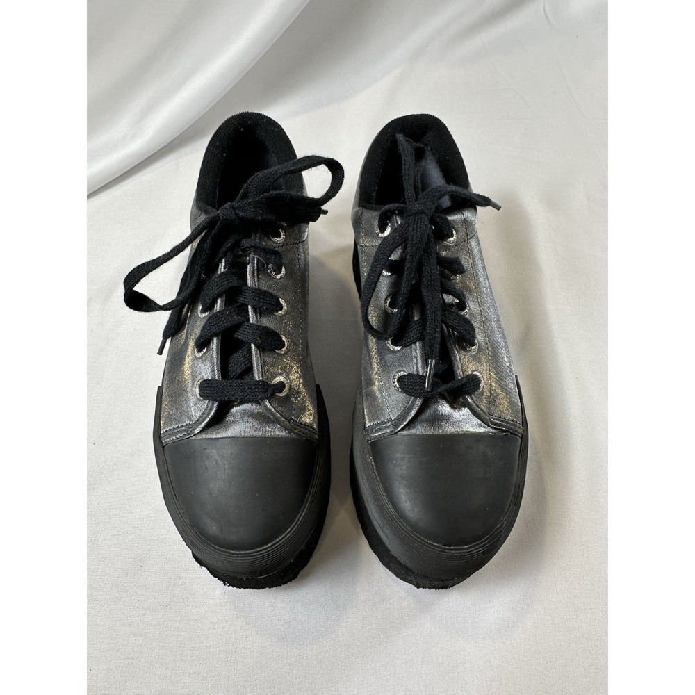 Sideout Sister Company Volatile Vtg Platform Lizzie Silver Black Shoes Women Sz8 - Picture 2 of 10
